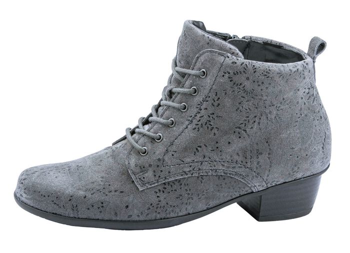 Waldl&auml;ufer Schn&uuml;r-Stiefelette mit floraler Pr&auml;gung GRAU