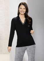 Poloshirt mit strassverzierter Blende 