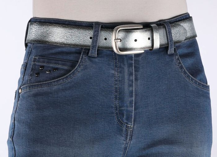 Trendiger Damen-G&uuml;rtel, aus Leder, 3,5 cm breit HELLGRAU