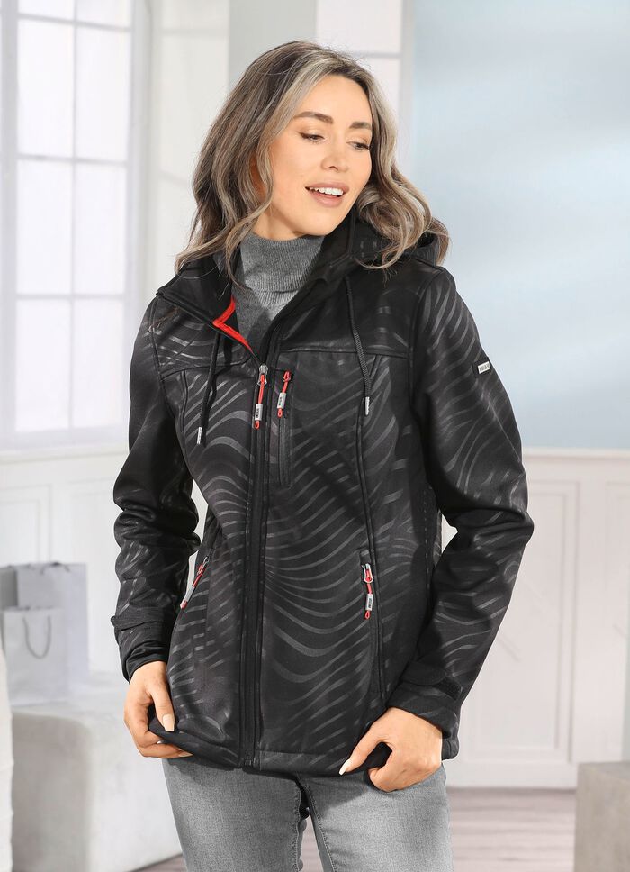 Funktionsjacke mit Regenschild an der Kapuze SCHWARZ