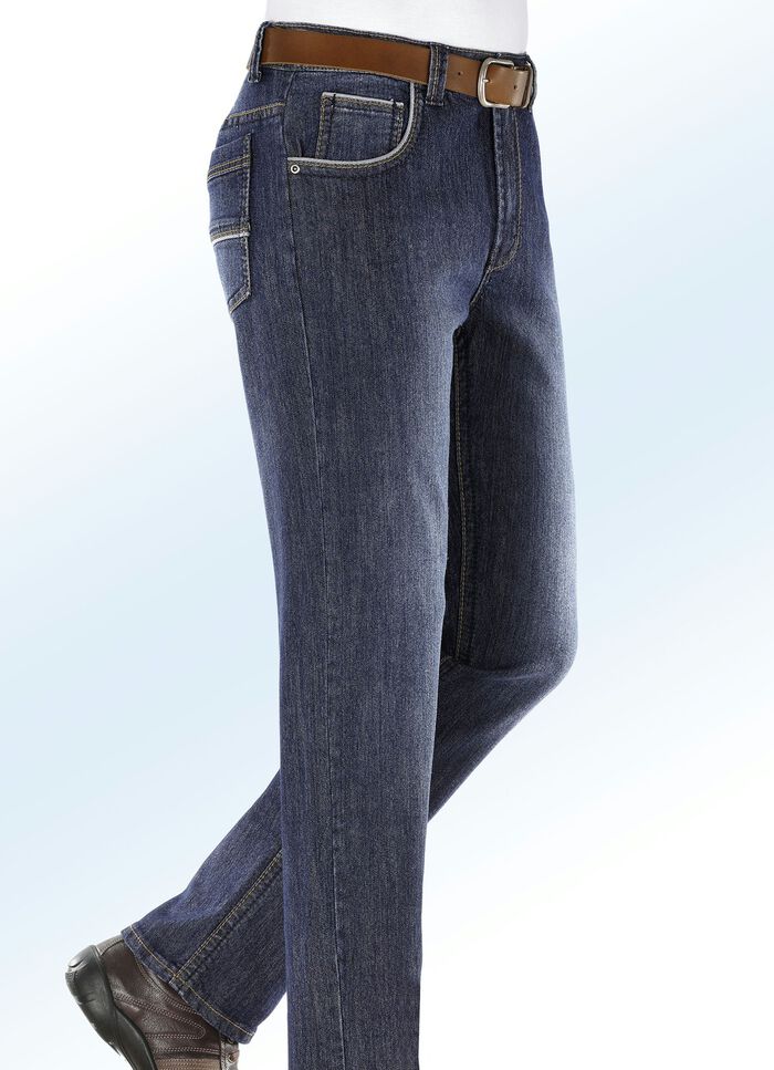 Jeans mit modischen Details in 3 Farben JEANSBLAU