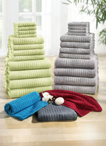 12-teiliges Frottier-Set mit Bordüre und Aufhänge-Kordel