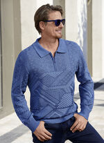Klassischer Polopullover mit kurzem Reissverschluss in 2 Farben JEANSBLAU