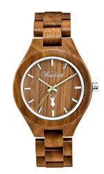 Partneruhr der Marke &laquo;Waidzeit&raquo;, komplett gefertigt aus naturbelassenem Walnussholz 