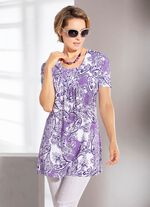 Wundersch&ouml;nes allover gemustertes Longshirt in 2 Farben LILA-WEISS