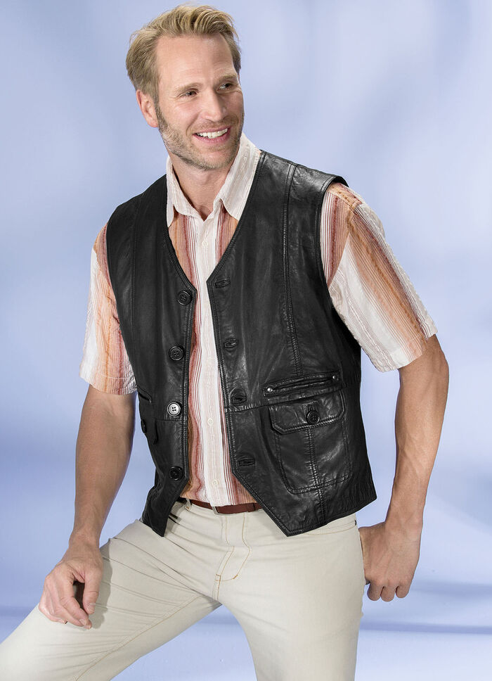 «Redpoint»-Ledergilet in 2 Farben SCHWARZ
