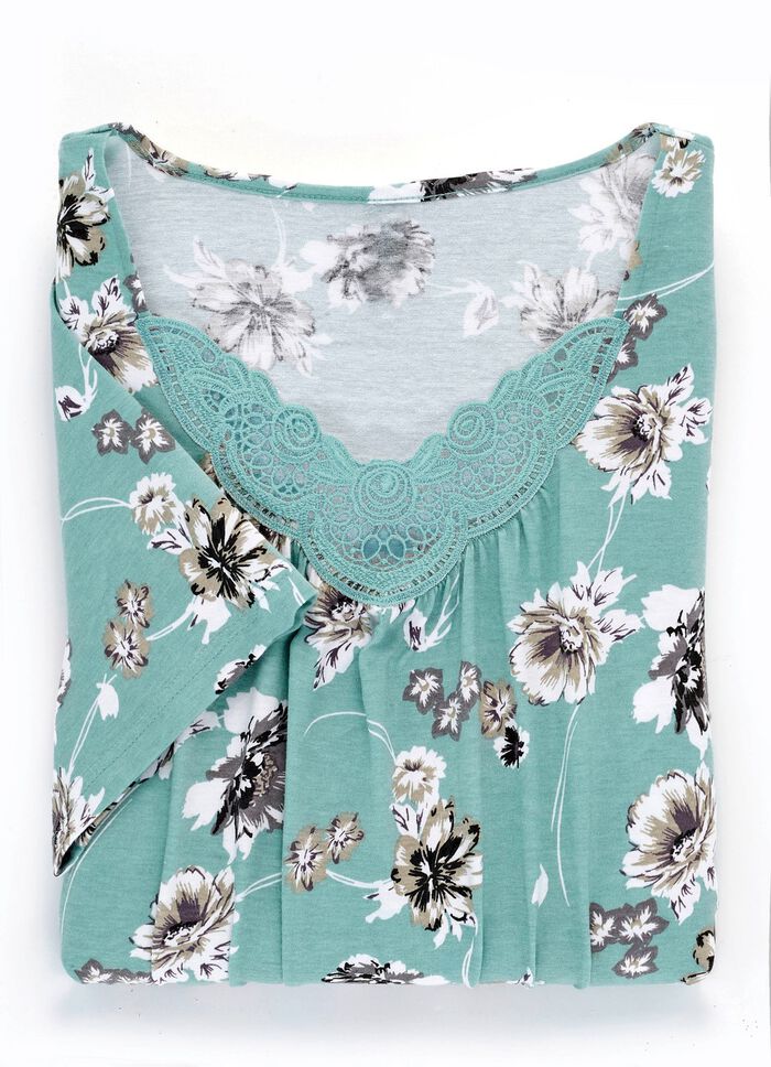 Zweierpack Nachthemden, wadenlang und mit Stickereispitze  