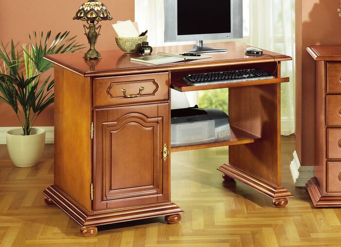 Computer-Schreibtisch mit Echtholfurnier KIRSCHBAUM