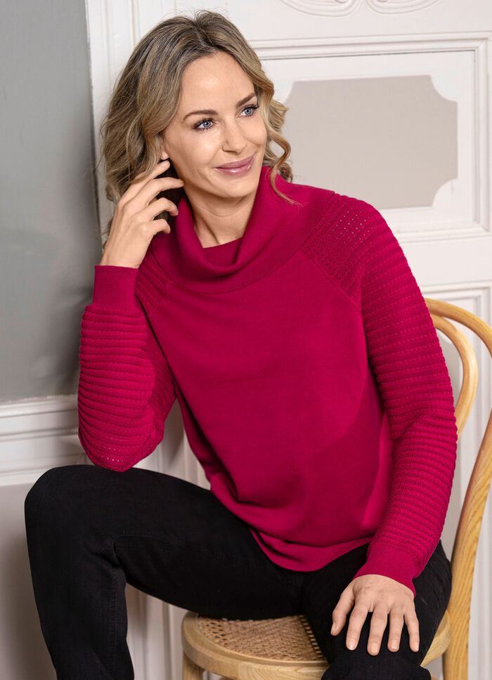 Pima-Pullover in Feinstrick KIRSCHROT