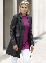 Lederkurzmantel mit Reverskragen SCHWARZ