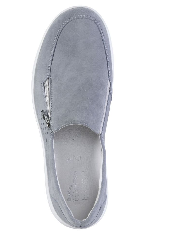 ELENA EDEN Slipper aus hochwertigem Veloursleder mit Zier-Perforation BLEU