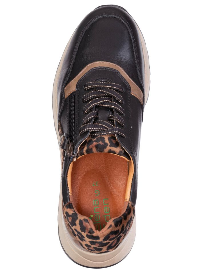 ELENA EDEN, trendige Damen-Sneaker, Weite G, mit herausnehmbarem Fussbett SCHWARZ-BRAUN