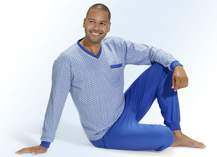Pyjama mit Ärmel- und Hosenbündchen, V-Ausschnitt