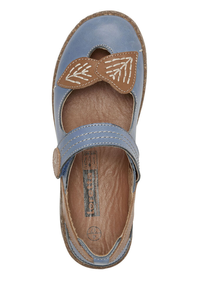 ELENA EDEN-Slipper mit Zierstickerei JEANS-COGNAC