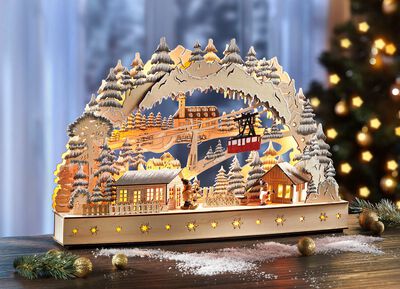 Schwibbogen aus Holz mit LED-Beleuchtung 