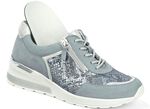 Waldl&auml;ufer, bequeme Damen-Schn&uuml;rschuhe, Weite H, mit herausnehmbarem Fussbett BLEU-MATTSILBER
