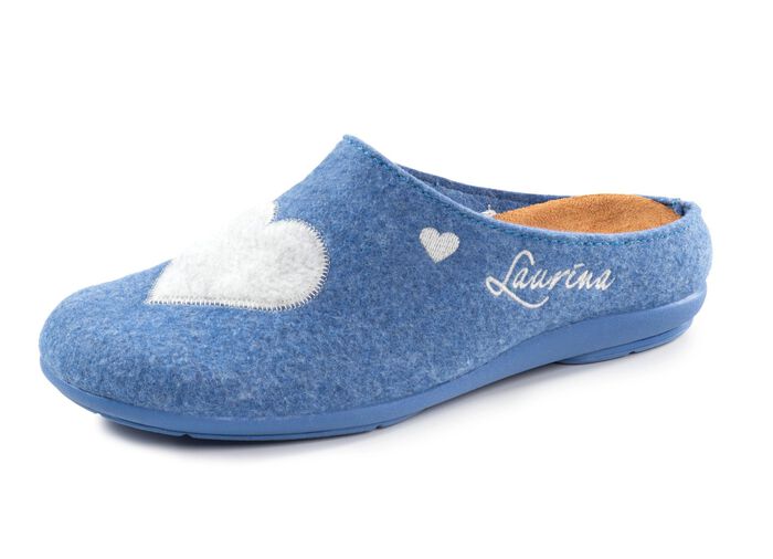 Laurina, klassische Damen-Hausschuhe, mit herausnehmbarem Fussbett KORNBLAU