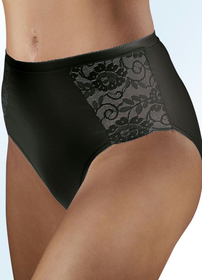 Sechserpack Slips mit elastischen Spitzeneins&auml;tzen 3X WEISS, 3X SCHWARZ