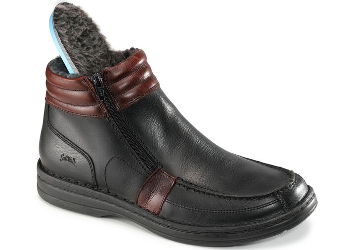 GINO GALANTE, gef&uuml;tterte Herren-Boots, Winterschuhe, mit herausnehmbarem Fussbett SCHWARZ-BURGUND