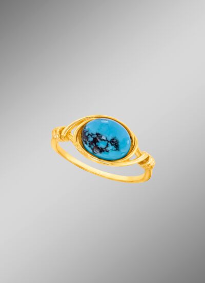 Edle Unikate: Damenring mit T&uuml;rkis, beh., und mit Matrix 