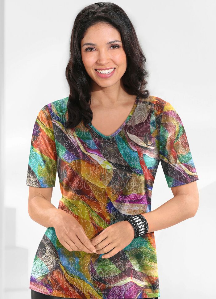 Pulli in Feinstrick TERRA-GR&Uuml;N-MULTICOLOR