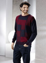 Rundhalspullover in 2 Farben BORDEAUX-MARINE MELIERT