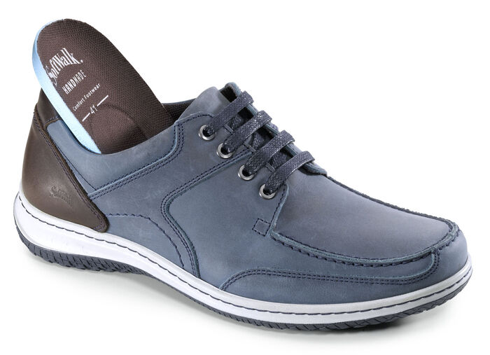Schnürschuhe mit Kontrast-Besätzen BLAU-BRAUN