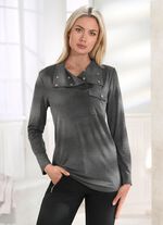 Shirt mit Brusttasche mit Druckknopf in 2 Farben GRAU MELIERT