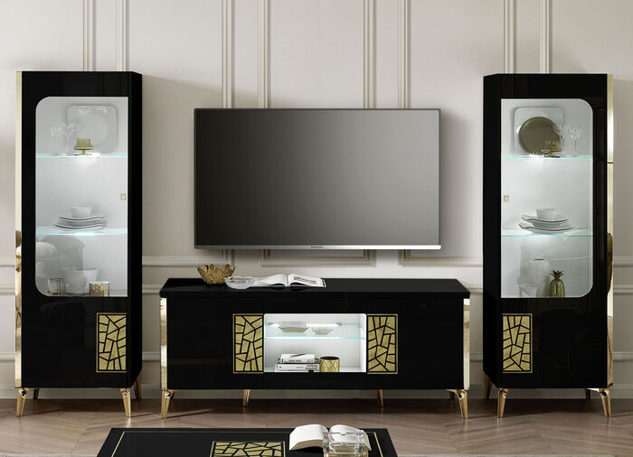 Möbelprogramm mit LED-Beleuchtung SCHWARZ-GOLD