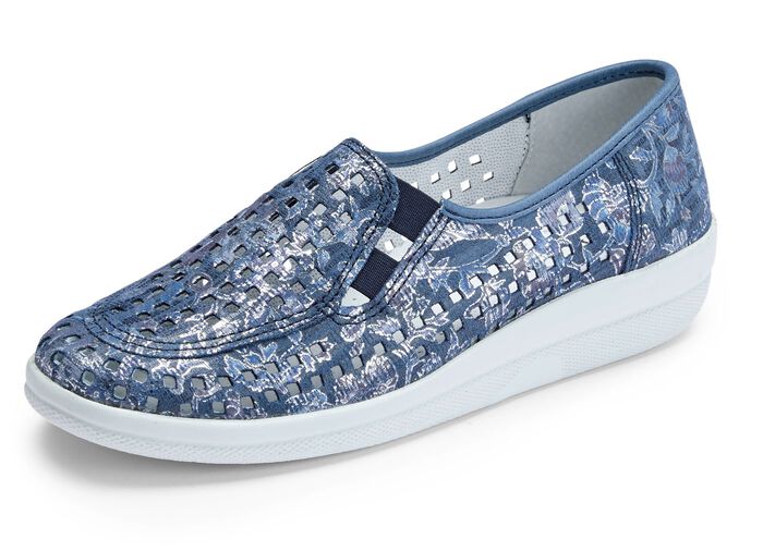 ELENA EDEN, sommerliche Damen-Slipper, Weite G, mit herausnehmbarem Fussbett JEANS
