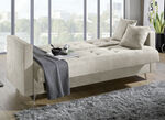 Schlafsofa auf Chromfüßen mit Bettkasten CREME