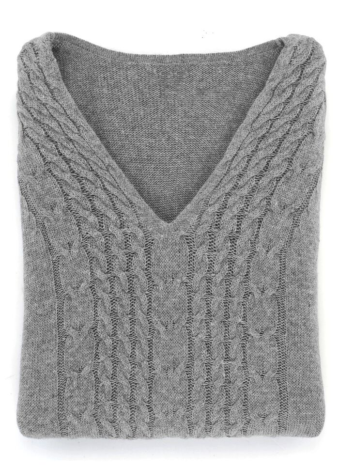 Pullover mit Kaschmir GRAU MELIERT