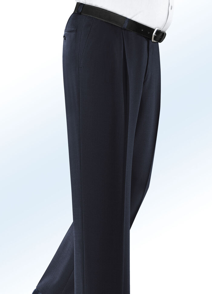 &laquo;Klaus Modelle&raquo;-Unterbauchhose mit Bundfalten in 4 Farben MARINE