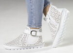 Gemini Mokassin-Stiefelette mit verstellbarer Zierspange WEISS
