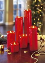 LED-Echtwachskerzen, 6er-Set ROT