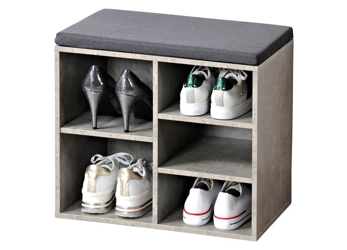 Schuhbank mit Sitzkissen BETON