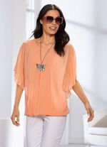 Shirt mit Chiffon-&Uuml;berwurf in 2 Farben APRICOT