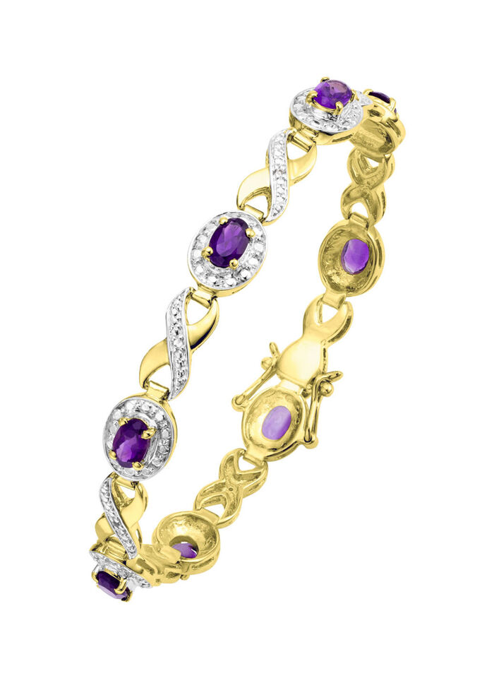 Armband in Bicolor, mit echt Amethyst und echt Weisstopas 