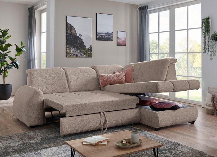 Polsterecke mit Funktion und verstellbaren Kopfst&uuml;tzen BEIGE