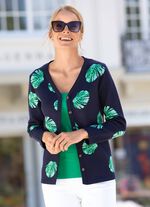 Strickjacke mit Streifendessin im R&uuml;ckteil 