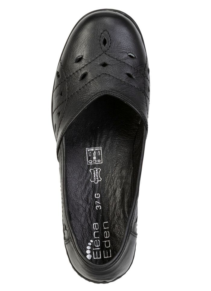 ELENA EDEN, bequeme Damen-Slipper, Weite H, mit herausnehmbarem Fussbett SCHWARZ