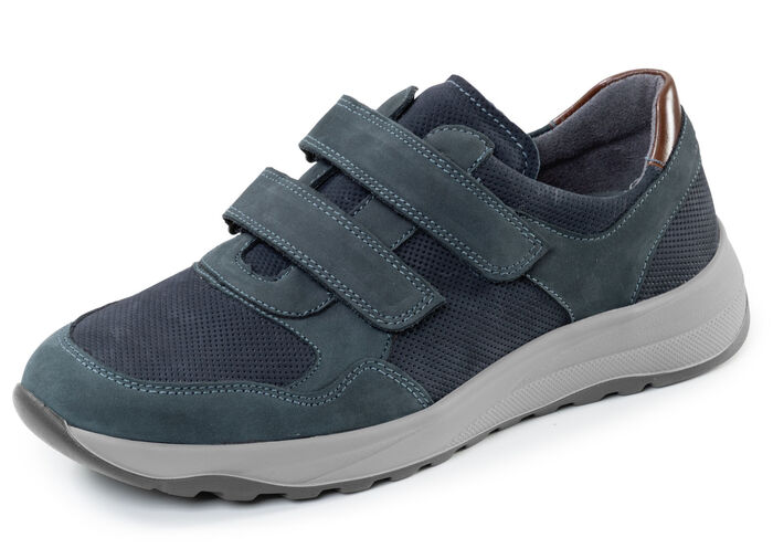 Waldl&auml;ufer, bequeme Herren-Slipper, Weite K, mit herausnehmbarem Fussbett MARINE