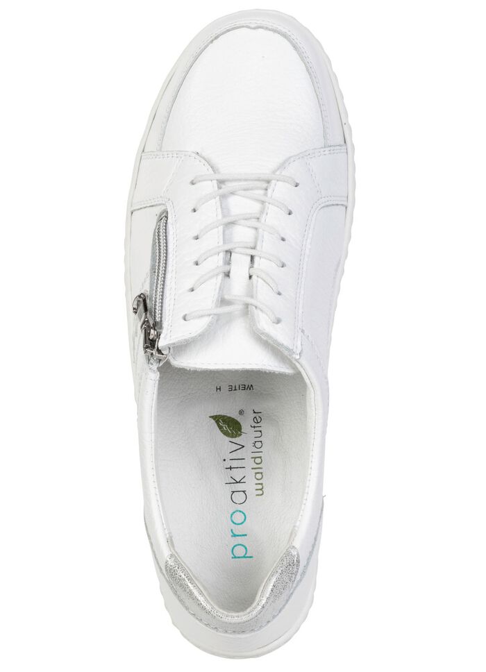 Waldl&auml;ufer, bequeme Damen-Schn&uuml;rschuhe, Weite H, mit herausnehmbarem Fussbett WEISS-SILBER