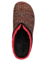 Laurina, klassische Damen-Hausschuhe, mit herausnehmbarem Fussbett SCHWARZ-ROT-BUNT