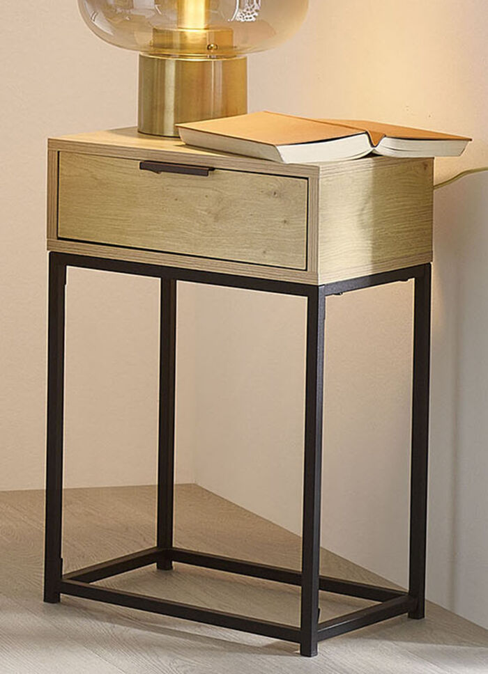 Konsole mit pulverbeschichtetem Stahlrohr-Gestell EICHE-SCHWARZ