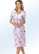 Nachthemd mit Kellerfalte und gebogten Abschlüssen ROSA-BUNT