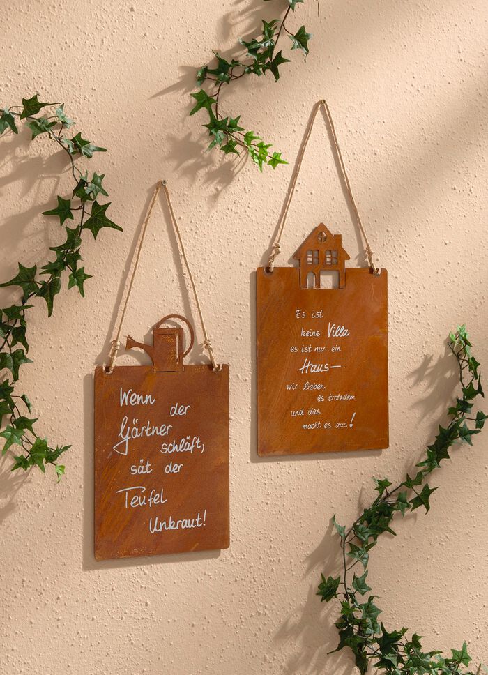 Schrifttafel aus Stahlblech 