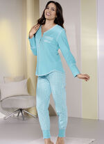 Pyjama mit V-Ausschnitt und Knopfleiste 