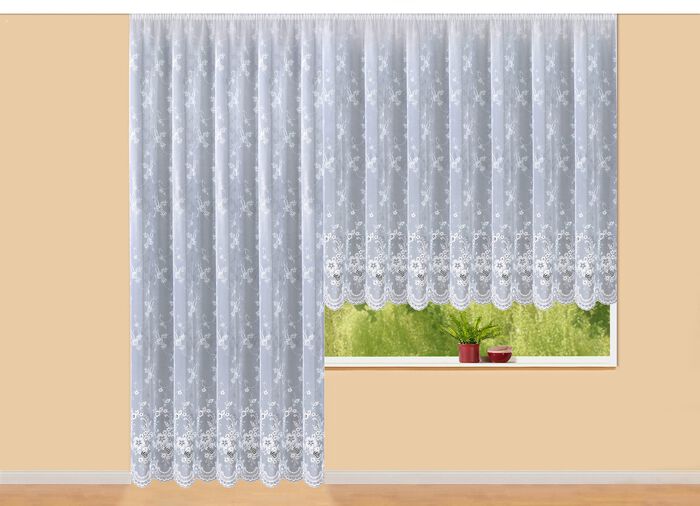 Vorhang mit Plauener Stickerei und Universalschienenband 