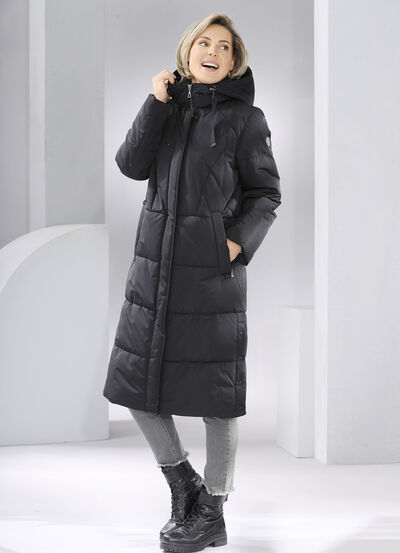 Daunenmantel mit fester Kapuze 